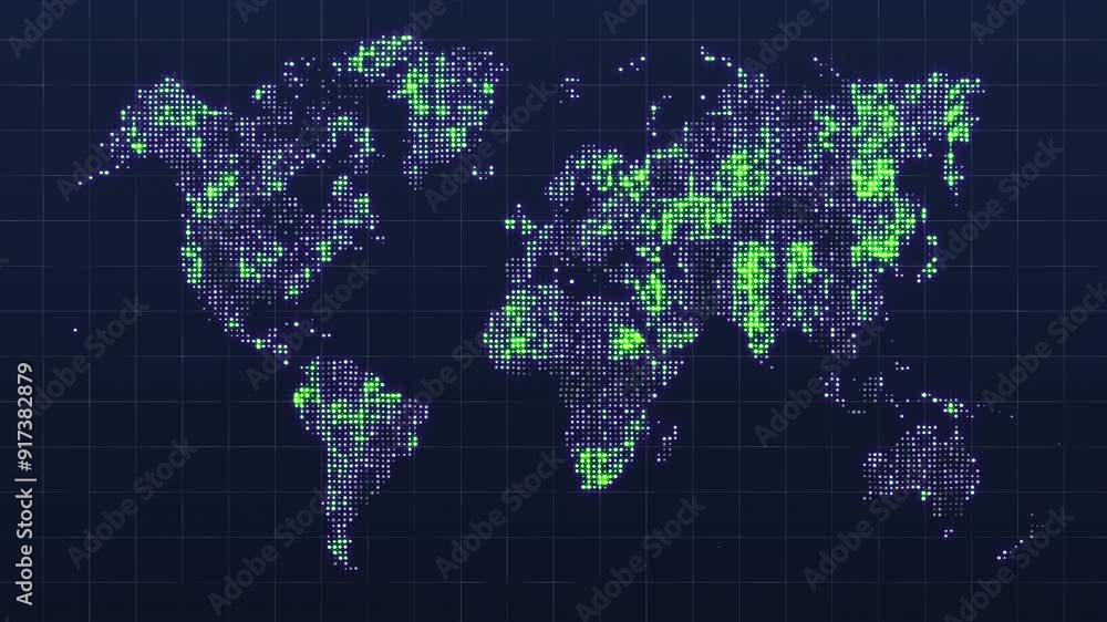 Poster global technology map. computer generated 3d render