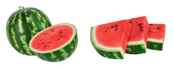 Fototapeta premium half of watermelon isolated on white background with full depth of field