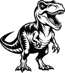T-Rex Dinosaur Vector Art, High-Quality Line Art Illustration, Black & White, 8K High Resolution, No Background, Silhouette Illustration for CNC, Laser Engraving Design on White Background