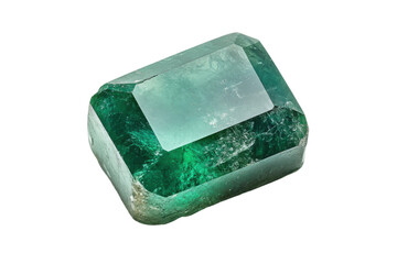 Sparkling green emerald crystal showcasing its natural beauty and geometric structure, cut out - stock png.