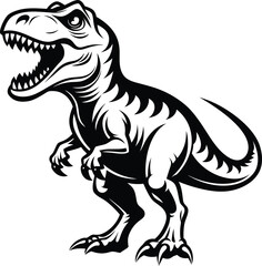 Fototapeta premium T-Rex Dinosaur Vector Art, High-Quality Line Art Illustration, Black & White, 8K High Resolution, No Background, Silhouette Illustration for CNC, Laser Engraving Design on White Background
