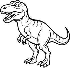 T-Rex Dinosaur Vector Art, High-Quality Line Art Illustration, Black & White, 8K High Resolution, No Background, Silhouette Illustration for CNC, Laser Engraving Design on White Background