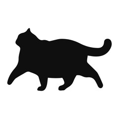 fat Cat black silhouette. Vector 3