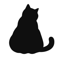 fat Cat black silhouette. Vector 2