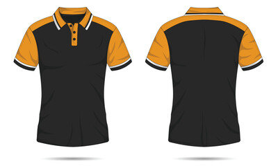 Black and orange sports polo t-shirt mockup