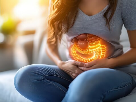 educational poster outlining common digestive disorders and their symptoms.