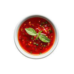 Sweet chili sauce in a bowl top view isolated on transparent background Remove png, Clipping Path