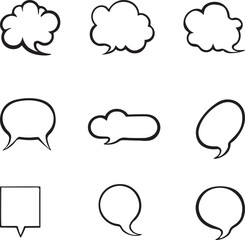 Hand Drawn Speech Bubble Doodle Vector Collection and Blank Sketch Pack silhouette illustration eps 10