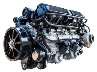 Obraz premium High-performance car engine, showcasing intricate design and engineering, cut out - stock png.