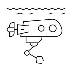 underwater robot line icon vector. underwater robot sign. isolated contour symbol black illustration