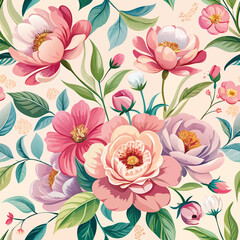 Rose flower pattern, seamless  Pink floral pattern on background illustration vintage deSIGN.