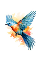 Fototapeta premium Flying abstract bird, watercolor painting, decoration element