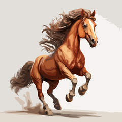 Fototapeta premium brown horse running, isolated on a white background, vector format, art design, clipart Illustration, Graphic Painting.