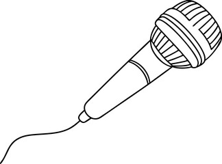Fototapeta premium Black And White Outline Of A Microphone Drawing