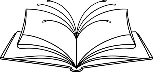 Open Book Line Drawing Perfect for Education and Reading Themes