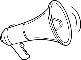 Black and White Megaphone Line Drawing for Announcements