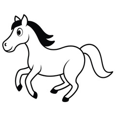 Obraz premium a funny running horse cartoon character, vector illustration clipart, 