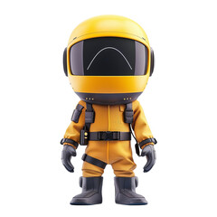 3D Rendered PNG Astronaut Character Futuristic Space Explorer Yellow Suit Isolated on Transparent Background for Compositing Sci-Fi Games and Projects