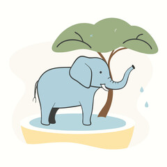 Obraz premium Elephant bathing vector illustration 