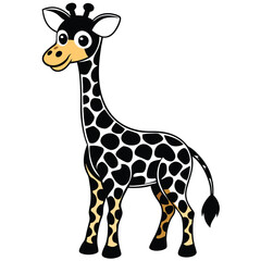 Obraz premium giraffe cartoon black color vector silhouette, 