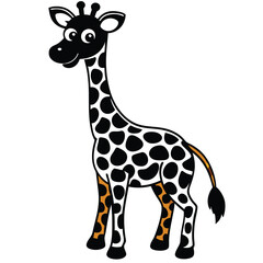 Obraz premium giraffe cartoon black color vector silhouette, 