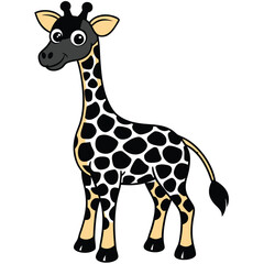 Obraz premium giraffe cartoon black color vector silhouette, 