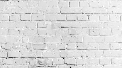 White brick wall texture background with wide panoramic view.