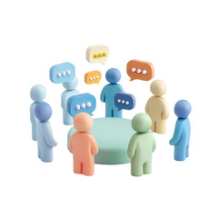 3D Render Diverse People Group Chat Bubbles Talking Communication Teamwork Collaboration Discussion Forum Concept Isolated on Black Background PNG