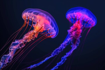 Fototapeta premium Close-Up of a Bioluminescent Jellyfish. Beautiful simple AI generated image in 4K, unique.