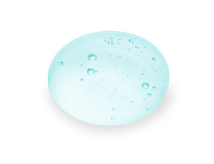 Drop of cyan cosmetic oil on white background