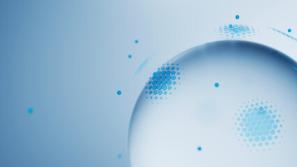 Cyber shield protection from infection. Light blue power field concept, safety dome around bubble. 3d render illustration