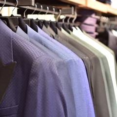 Obraz premium shirts on hangers in a boutique
