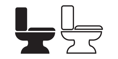 Toilet line icon bowl sanitaryware vector bathroom. Bidet toilet line icon