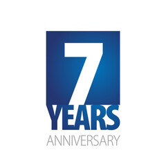 7 Year Anniversary blue white logo icon banner