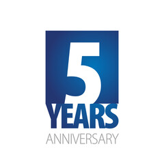 5 Year Anniversary blue white logo icon banner