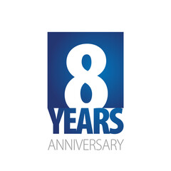 8 Year Anniversary blue white logo icon banner