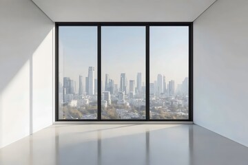 Obraz premium Spacious Minimalism: Empty Room with City View 
