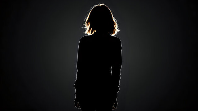 Abstraktion Silhouette M&auml;dchen auf schwarz 16x9. Hintergrund f&uuml;r das Design 5.