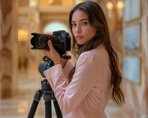 Professional photographer taking photos of a dream house