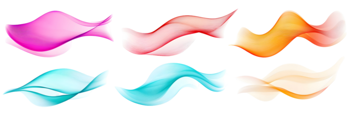 A set of abstract wave designs, isolated on white background