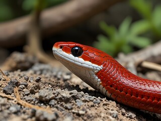 Naklejka premium red snake in the grass