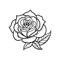 Rose flower silhouette  icon with  a white background.