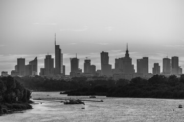 Panorama of Warsaw, view of skyscrapers