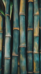 Close-up of green bamboo stalks, nature