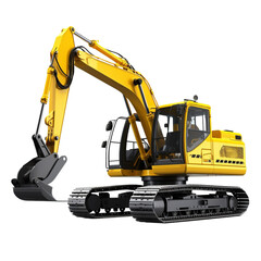Track excavator isolated on a transparent background
