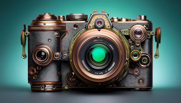 SLR camera with its internal mechanism visible