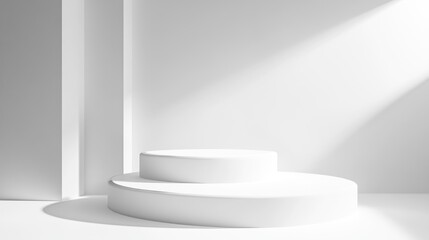 White Cylindrical Platform in Minimalist Setting
