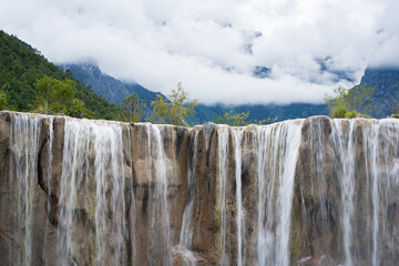 Beautiful landscape of the lake at Blue Moon Valley at Lijiang, Yunnan, China. Copy space for text,...