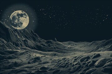 Fototapeta premium Retro Sci-Fi Background Futuristic landscape . Beautiful simple AI generated image in 4K, unique.
