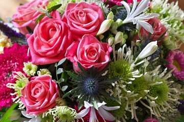 Colorful bouquet with pink roses. Germany